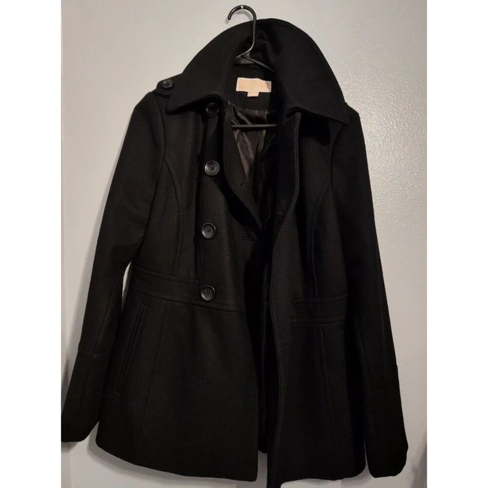 Michael Kors black women's coat peacoat overcoat black size S like new